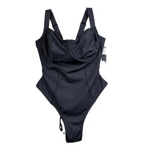 TA3 Hi Cut Lifty Black One-Piece Corset Lace-Up Underwire XL D/DD CUP